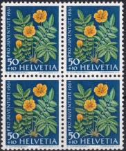 1961, Švýcarsko, 0746, "Pro Juventute": Luční a zahradní květiny - Potentilla anserina ✶✶ ⊞