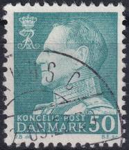 1962, Dánsko, 394y, Výplatní známka: Král Frederik IX. ⊙ 