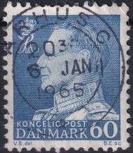 1962, Dánsko, 395y, Výplatní známka: Král Frederik IX. ⊙ 