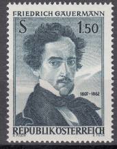 1962, Rakousko, 1110, 100. výročí úmrtí Friedricha Gauermanna, **