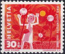 1962, Švýcarsko, 0760, "Pro Juventute": 50 let nadace Pro Juventute - Dítě mezi květinami ✶✶