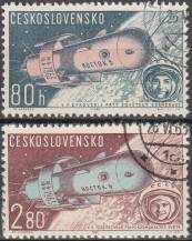 1963, ČSR II, L54/L55, Letecké známky: Let sovětských kosmonautů ⊙