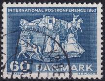 1963, Dánsko, 0414x, 100. výročí první mezinárodní poštovní konference ⊙ 