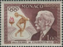 1963, Monako, 0738, 100. výročí narození Pierra de Coubertin ✶✶