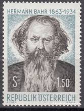1963, Rakousko, 1130, 100. výročí narození Hermanna Bahra, **