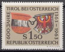 1963, Rakousko, 1133, 600 let příslušnosti Tyrolska k Rakousku, **