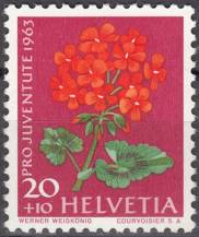 1963, Švýcarsko, 0788x, Pro Juventute: Zahradní květiny - Pelargonium hybr. **