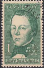 1964, Lichtenštejnsko, 0448, 100. výročí úmrtí Petera Kaisera ⊙