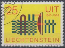 1965, Lichtenštejnsko, 0458, 100 let Mezinárodní telekomunikační unie (ITU) ⊙
