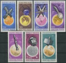 1965, Maďarsko, 2194/2200A, Letecké známky: Výzkum vesmíru (II) ∗∗