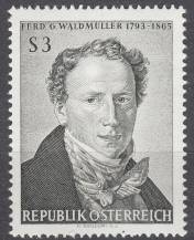 1965, Rakousko, 1193, 100. výročí úmrtí Ferdinanda George Waldmüllera, **