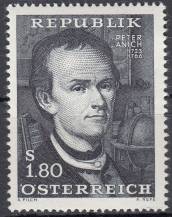 1966, Rakousko, 1216, 200. výročí úmrtí Petera Anicha, **