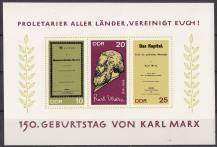 1968, NDR, A27, 150. výročí narození Karla Marxe, **
