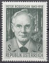 1968, Rakousko, 1267, 50. výročí úmrtí Petera Roseggera, **