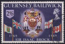 1969, Guernsey, 0027, 200. výročí Isaaca Brocka: Znaky a vlajky ⊙