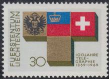 1969, Lichtenštejnsko, 0517, 100 let telegrafu v Lichtenštejnsku ∗∗