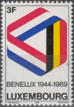 1969, Lucembursko, 0793, 25 let celní unie BENELUX **
