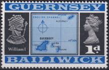1970, Guernsey, 0009II, Výplatní známka: Pohledy a znaky - Mapa, Vilém Dobyvatel ✶✶