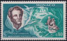 1970, Monako, 0991,  100. výročí úmrtí Alfonse de Lamartineho  ✶✶