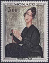 1970, Monako, 0993,  50. výročí úmrtí Amadea Modiglianiho  ✶✶