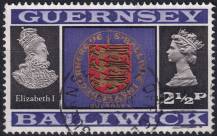 1971, Guernsey, 0043, Výplatní známka: Pohledy a znaky - Znak Guernsey, Alžběta I. ⊙