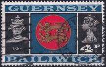 1971, Guernsey, 0046, Výplatní známka: Pohledy a znaky - Znak ostrova Sark, král Jan ⊙