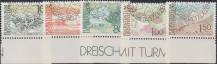 1972, Lichtenštejnsko, 0573/0577, Výplatní známky: Krajiny ⊙