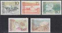 1972, Lichtenštejnsko, 0573/0577, Výplatní známky: Krajiny ∗∗