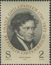 1972, Rakousko, 1381, 100. výročí úmrtí Franze Grillparzera ∗∗