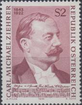 1972, Rakousko, 1403, 50. výročí úmrtí Carla Michaela Ziehrera ∗∗