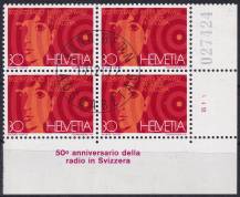 1972, Švýcarsko, 0966DČč, Výročí (II): 50 let rádia ve Švýcarsku ⊙ ⊞ P D