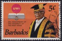 1973, Barbados, 0357, 25 let Univerzity Západní Indie: rektor Hugh Wooding ⊙