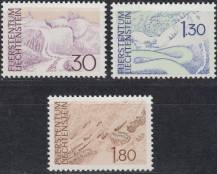 1973, Lichtenštejnsko, 0581/0583, Výplatní známky: Krajiny ∗∗