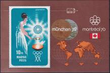 1973, Maďarsko, A096A, Letecký aršík: Letní olympijské hry Mnichov (1972) a Montreal (1976) ✶✶