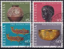 1973, Švýcarsko, 0996/0999, "Pro Patria": Archeologické nálezy (II) ⊙