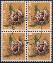 1973, Švýcarsko, 1013, "Pro Juventute": Lesní plody - Castanea sativa ⊙ ⊞