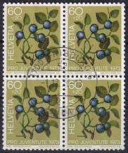 1973, Švýcarsko, 1016, "Pro Juventute": Lesní plody - Vaccinium myrtillus ⊙ ⊞