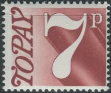 1974, Anglie, DL087, Doplatní známka: Číslice ∗∗