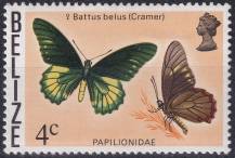 1974, Belize, 0334X, Výplatní známka: Motýli - Battus belus ✶✶