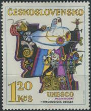 1974, ČSR II, 2079, Mezinárodní Hydrologická dekáda: Hlava, batyskaf a potápěč ∗∗