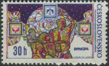 1974, ČSR II, 2091VV, Celostátní výstava poštovních známek BRNO 1974: Zeměkoule, návštěvníci a emblémy ∗∗