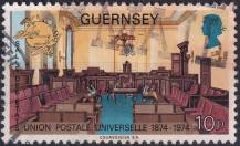 1974, Guernsey, 0109, 100 let Světové poštovní unie (UPU): Zasedací sál vlády Guernsey ⊙