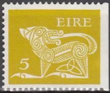 1974, Irsko, 0298XDr, Výplatní známka: Ranné irské umění - Pes ∗∗