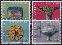 1974, Švýcarsko,1031/1034, „Pro Patria“: Archeologické nálezy ⊙