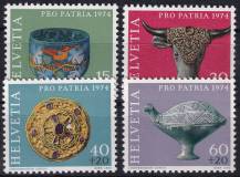 1974, Švýcarsko, 1031/1034, „Pro Patria“: Archeologické nálezy ✶✶