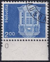 1974, Švýcarsko, 1038v, Výplatní známka: Architektura a umělecká řemesla (II) - Arkýř, Schaffhausen ⊙ o D