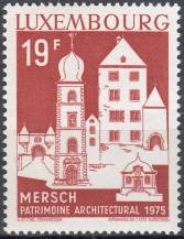 1975, Lucembursko, 0903, Evropský rok ochrany památek: Mersch, Michaelsplatz **