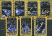 1975, Maďarsko, 3046/3052A, Letecké známky: Americko-sovětská vesmírná spolupráce Apollo-Sojuz ∗∗