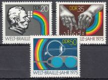 1975, NDR, 2090/2092, Světový Brailleho rok, 150 let Brailleho písma, **