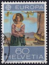 1975, Švýcarsko, 1052, EUROPA: Malířství - Leffeuilleuse, od Maurice Marrauda  ⊙